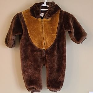Brown bear faux fur thick footless snowsuit